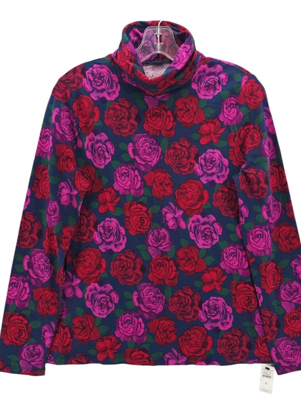 NWT TALBOTS Tee Floral Long Sleeve Turtleneck Cotton Stretch Colorful MEDIUM
